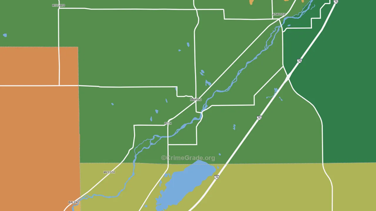 Merino, CO Map of Robbery Rates