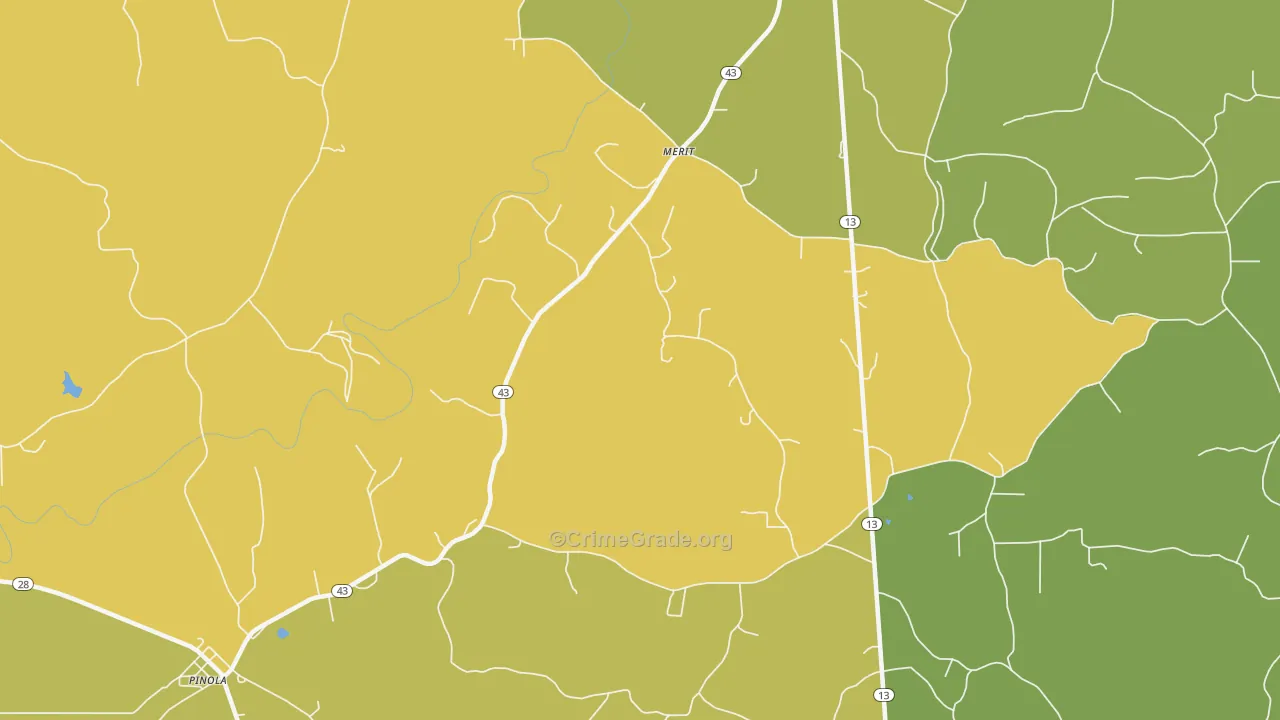 Merit, MS Map of Robbery Rates