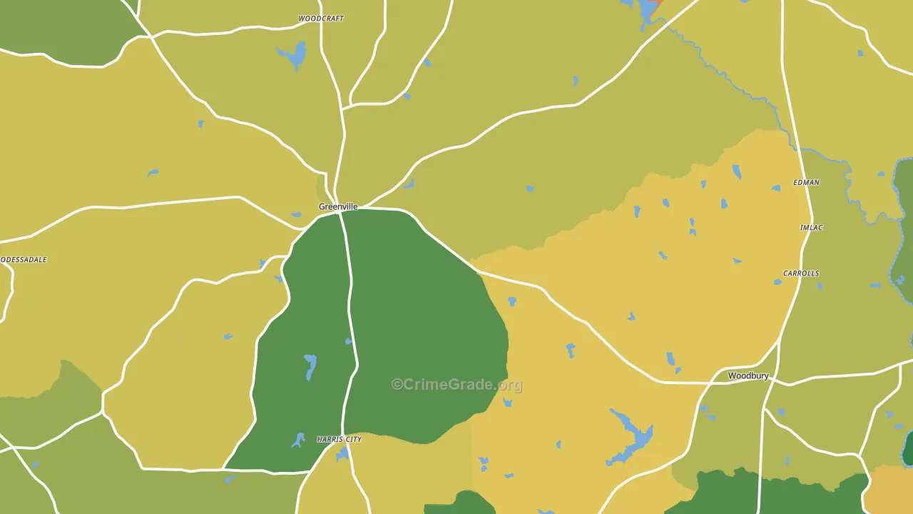 Meriwether County, GA Map of Robbery Rates