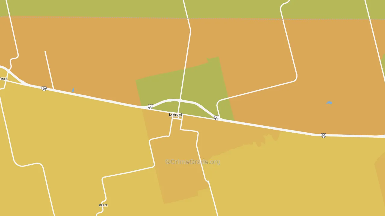 Merkel, TX Map of Robbery Rates