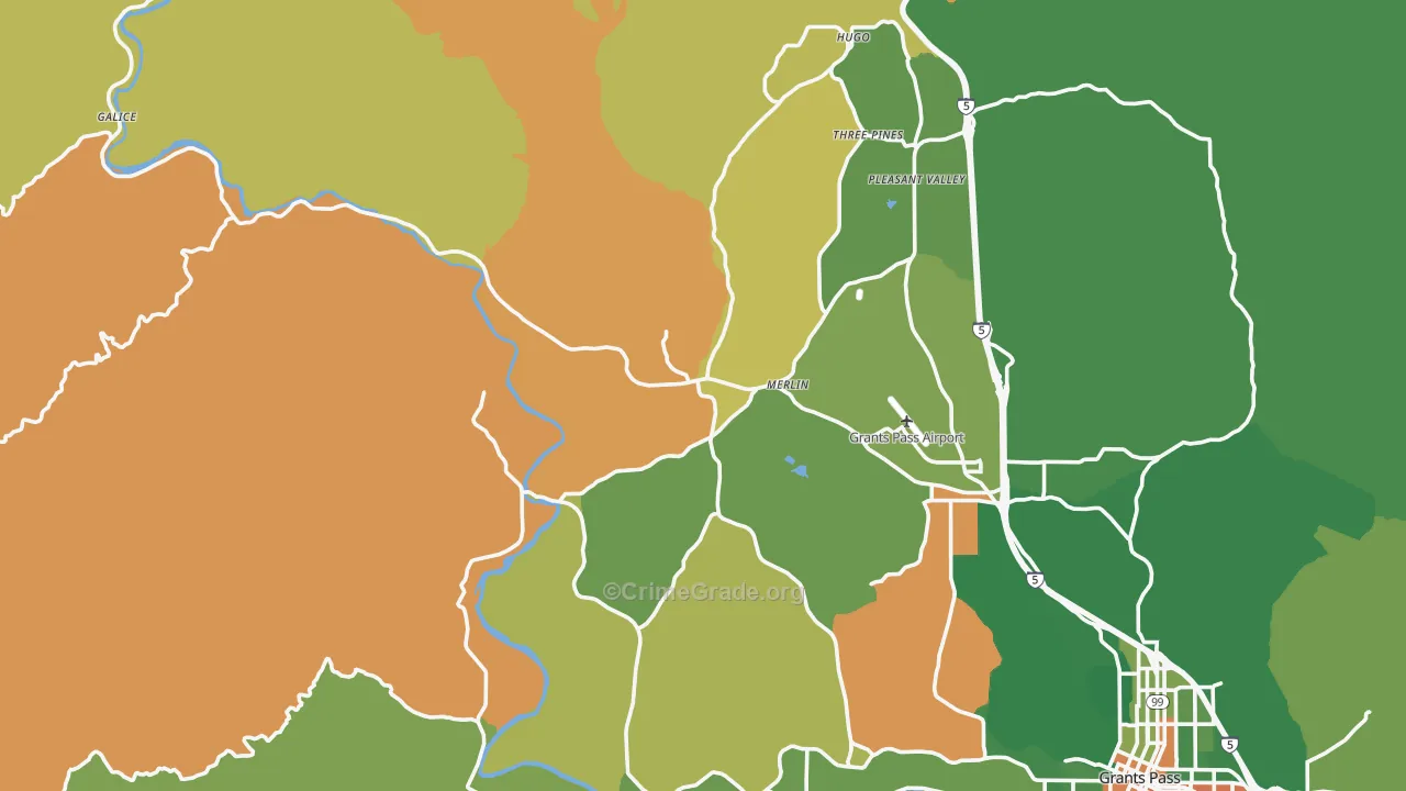 Merlin, OR Map of Robbery Rates