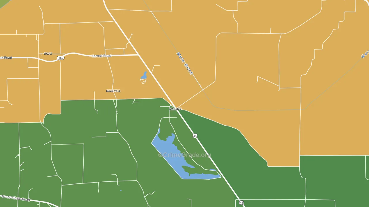 Mermet, IL Map of Robbery Rates