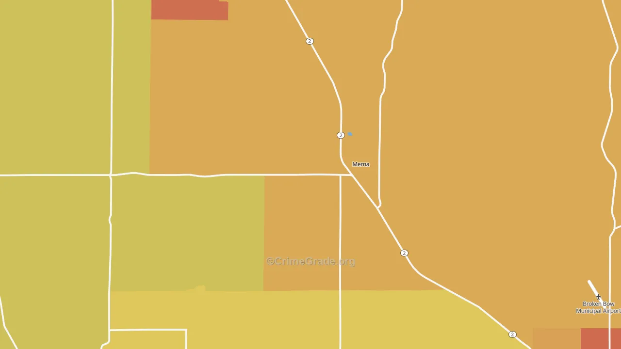Merna, NE Map of Robbery Rates