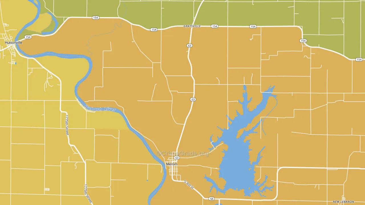 Merom, IN Map of Robbery Rates
