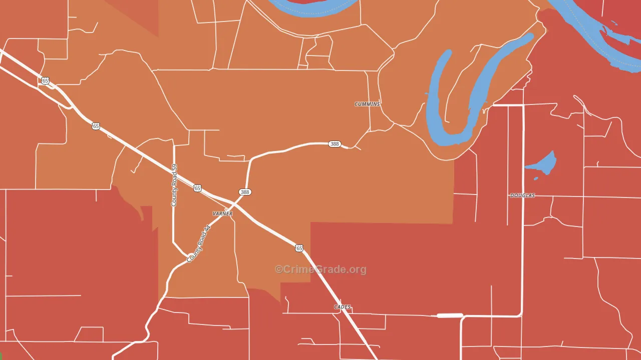 Meroney, AR Map of Robbery Rates
