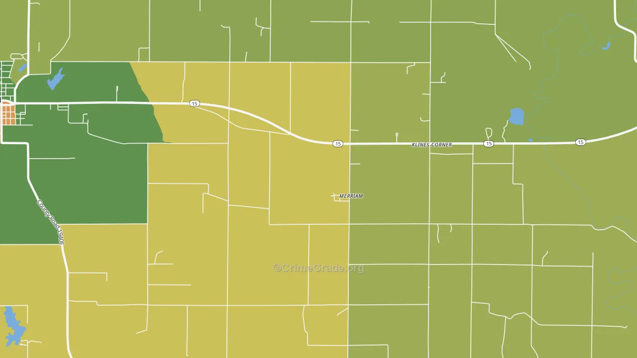 Merriam, IL Map of Robbery Rates