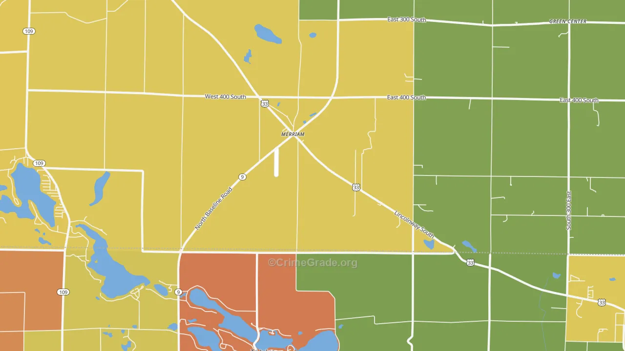 Merriam, IN Map of Robbery Rates