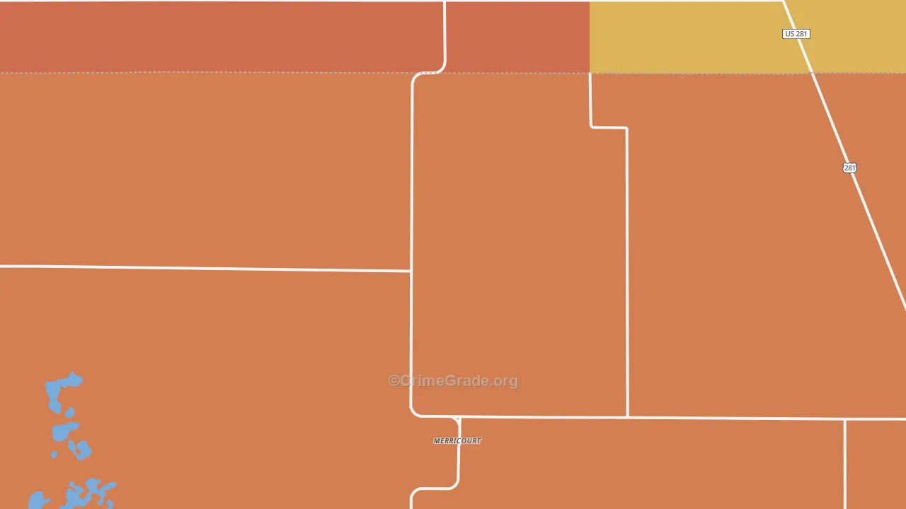Merricourt, ND Map of Robbery Rates