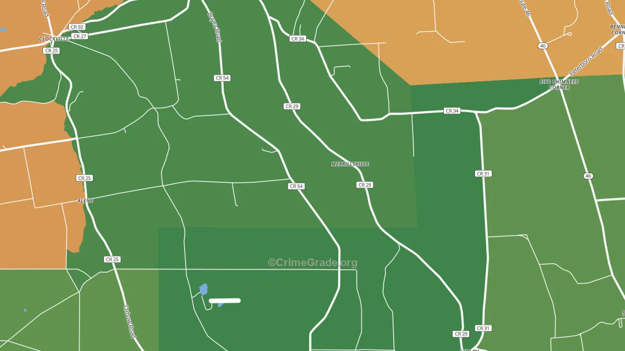 Merrillsville, NY Map of Robbery Rates