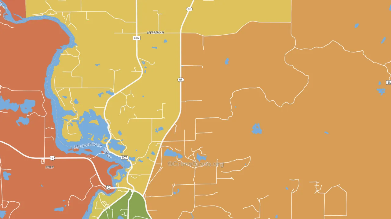 Merriman, MI Map of Robbery Rates
