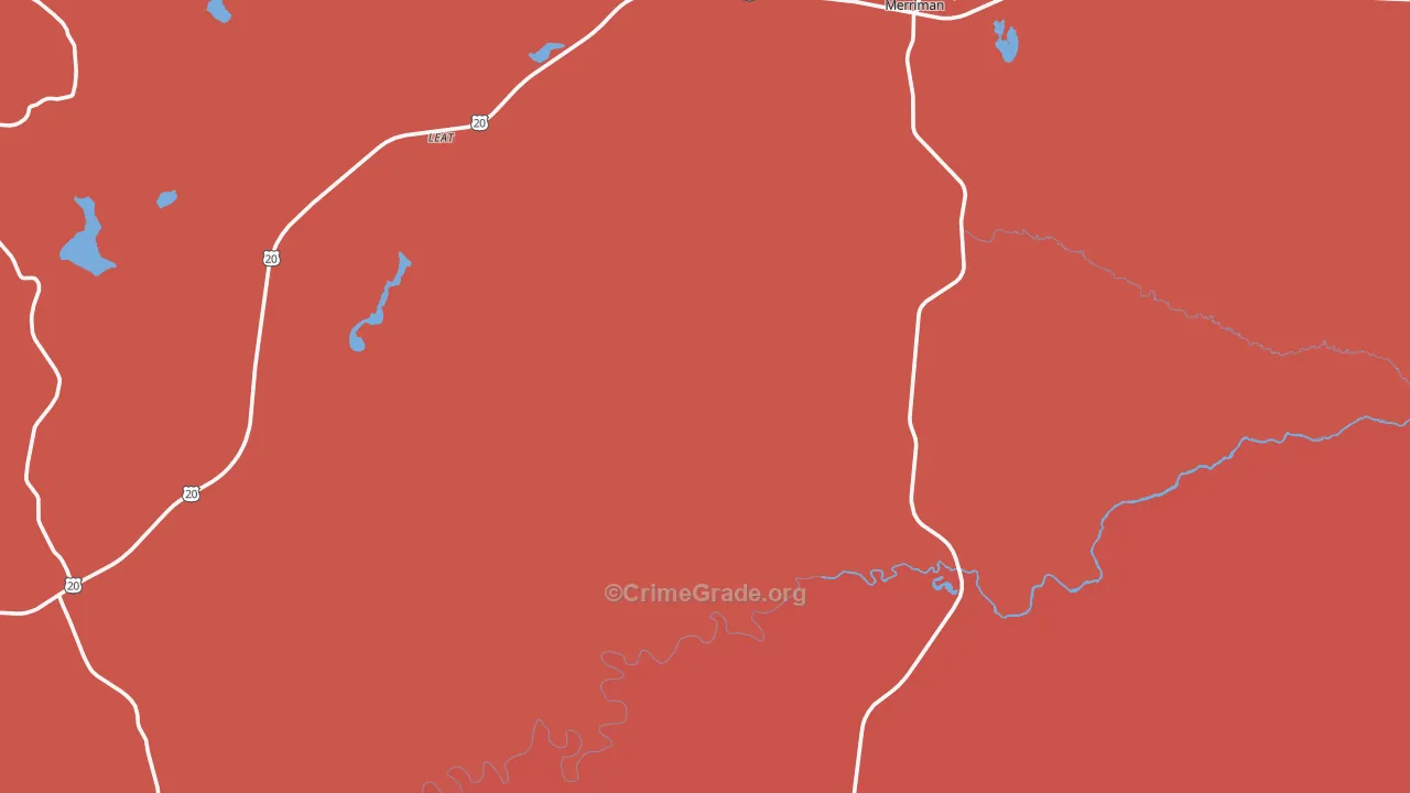 Merriman, NE Map of Robbery Rates