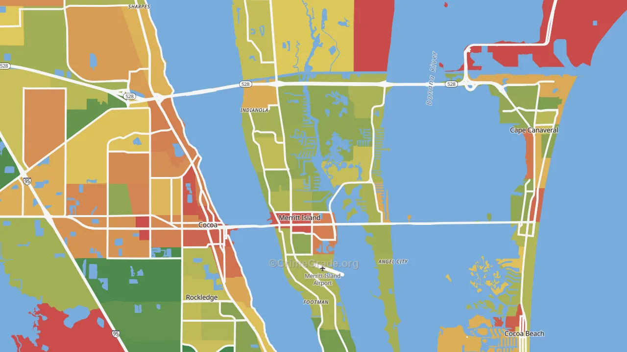 Merritt Island, FL Map of Robbery Rates