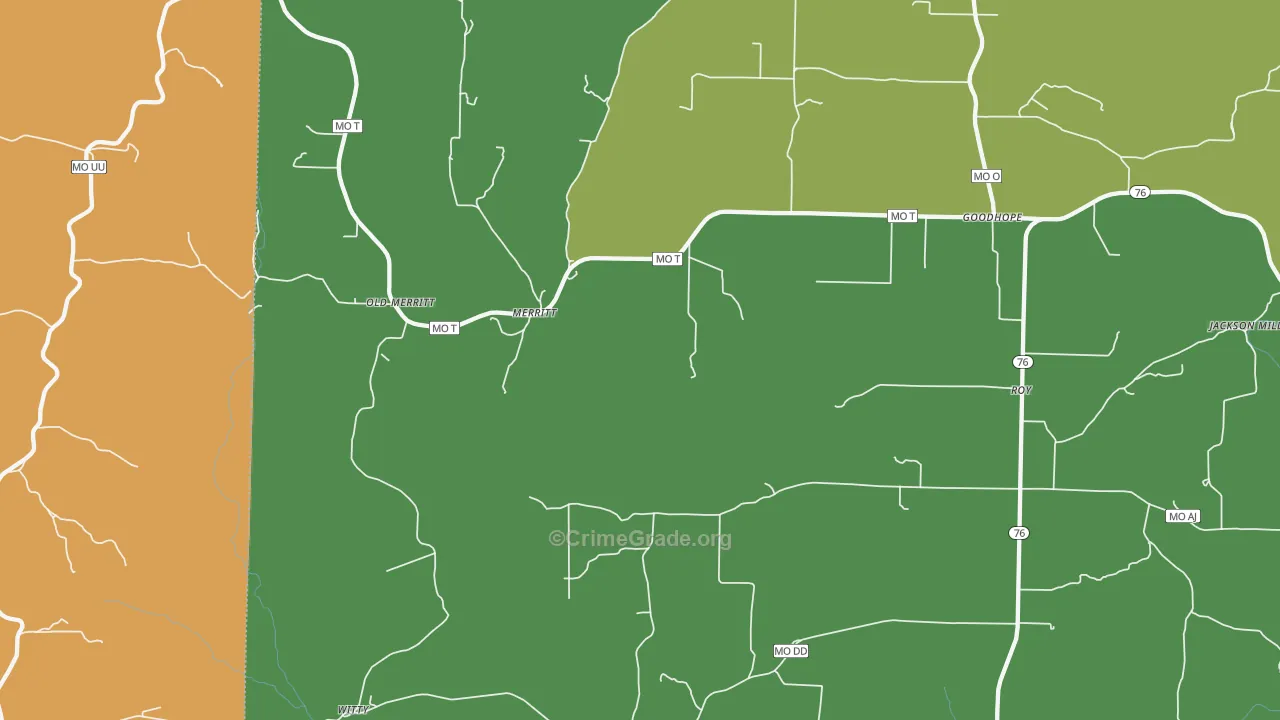 Merritt, MO Map of Robbery Rates