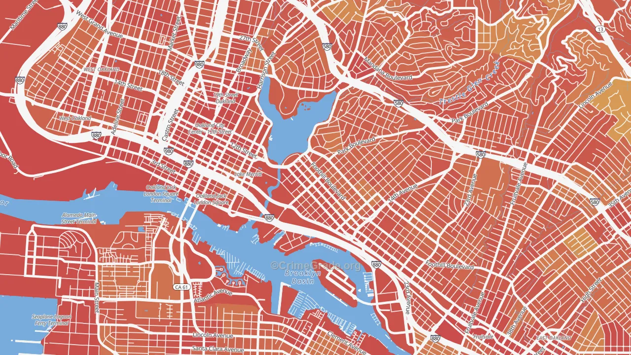Merritt, Oakland, CA Map of Robbery Rates