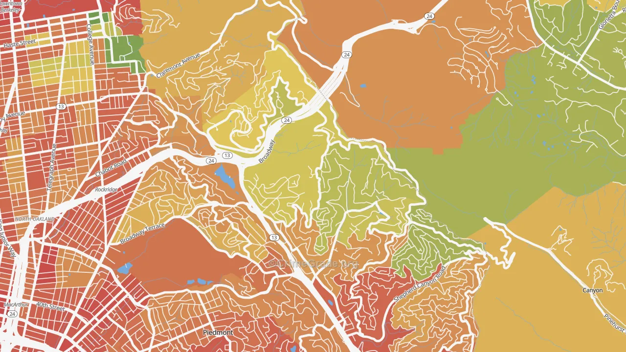 Merriwood, Oakland, CA Map of Robbery Rates
