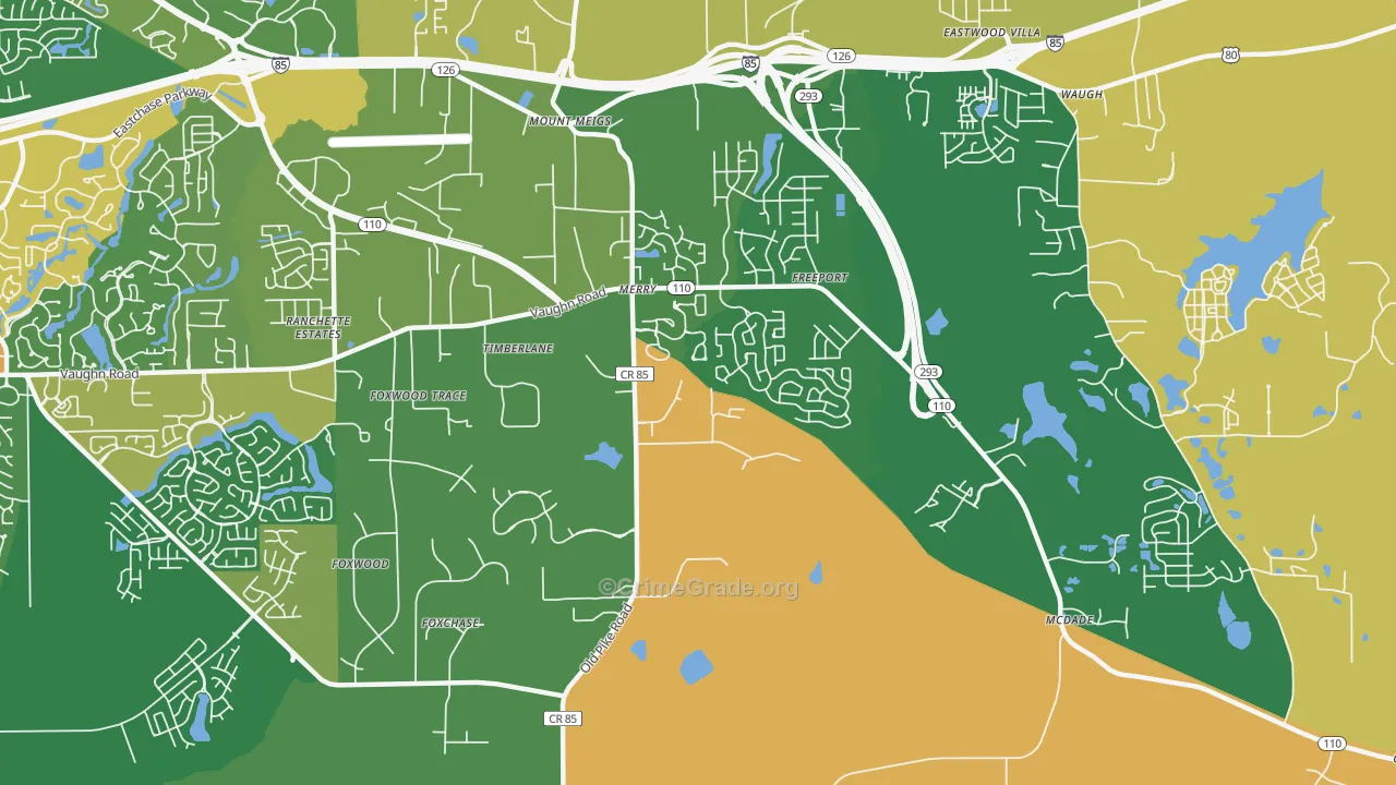 Merry, AL Map of Robbery Rates