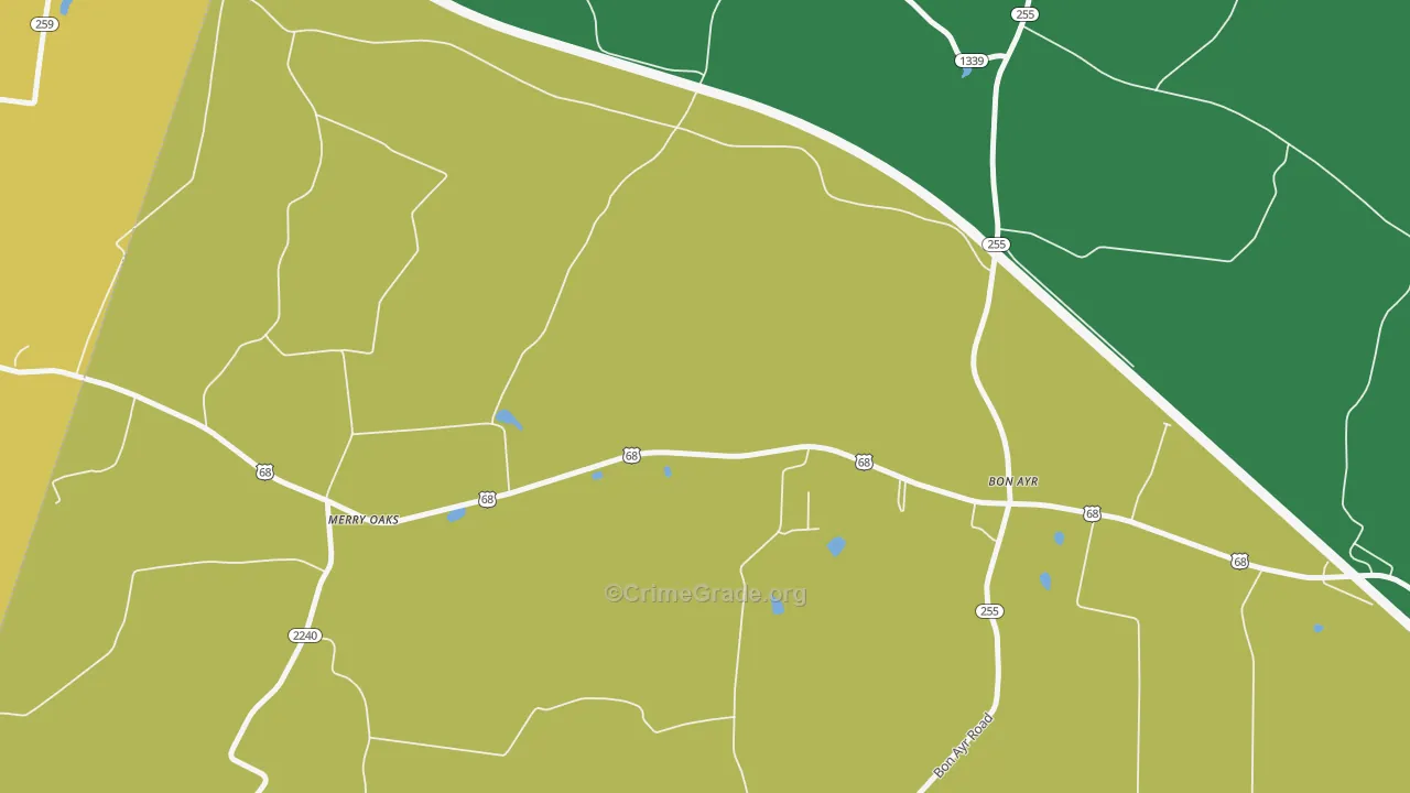 Merry Oaks, KY Map of Robbery Rates