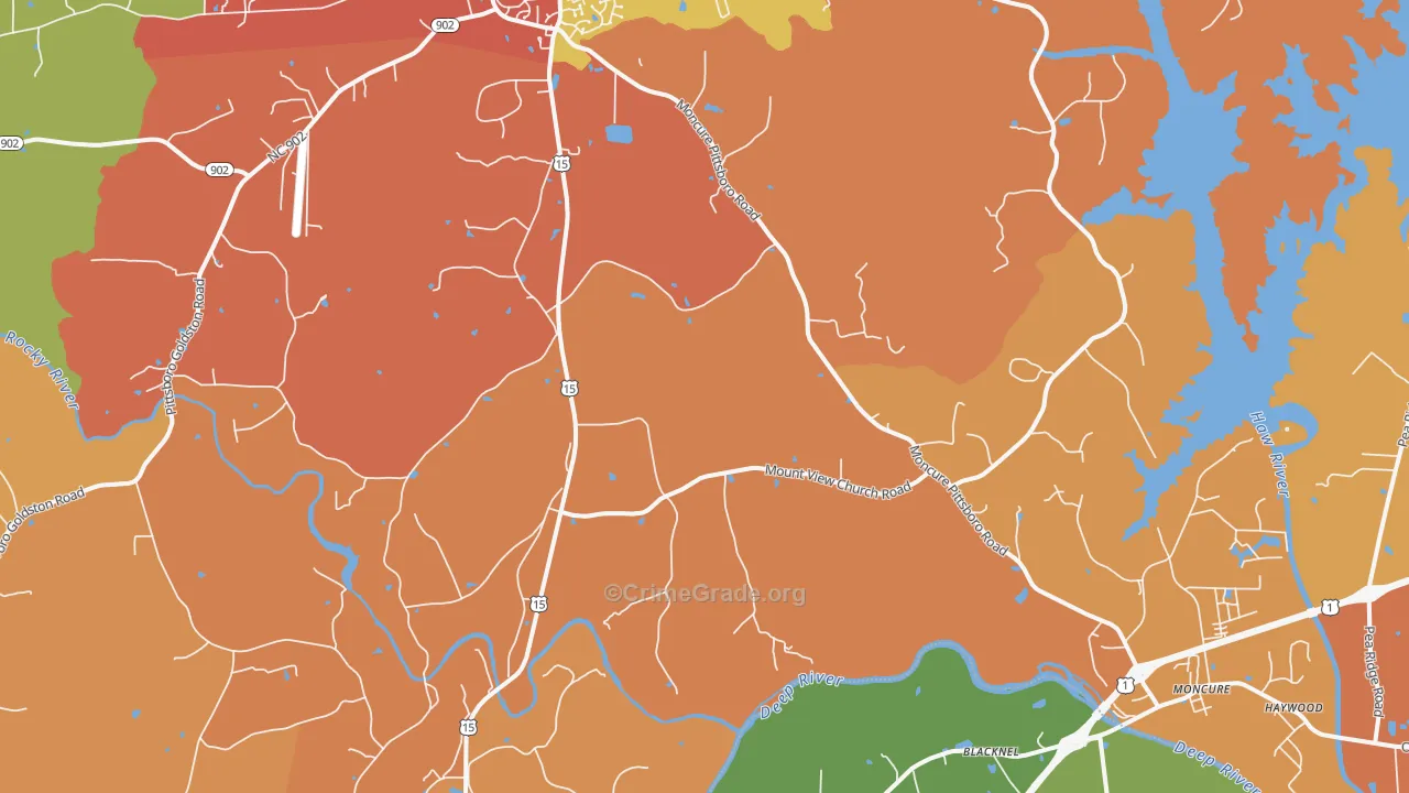 Merry Oaks, NC Map of Robbery Rates