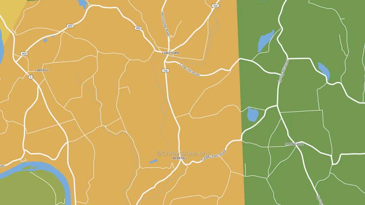 Merryall, PA Map of Robbery Rates