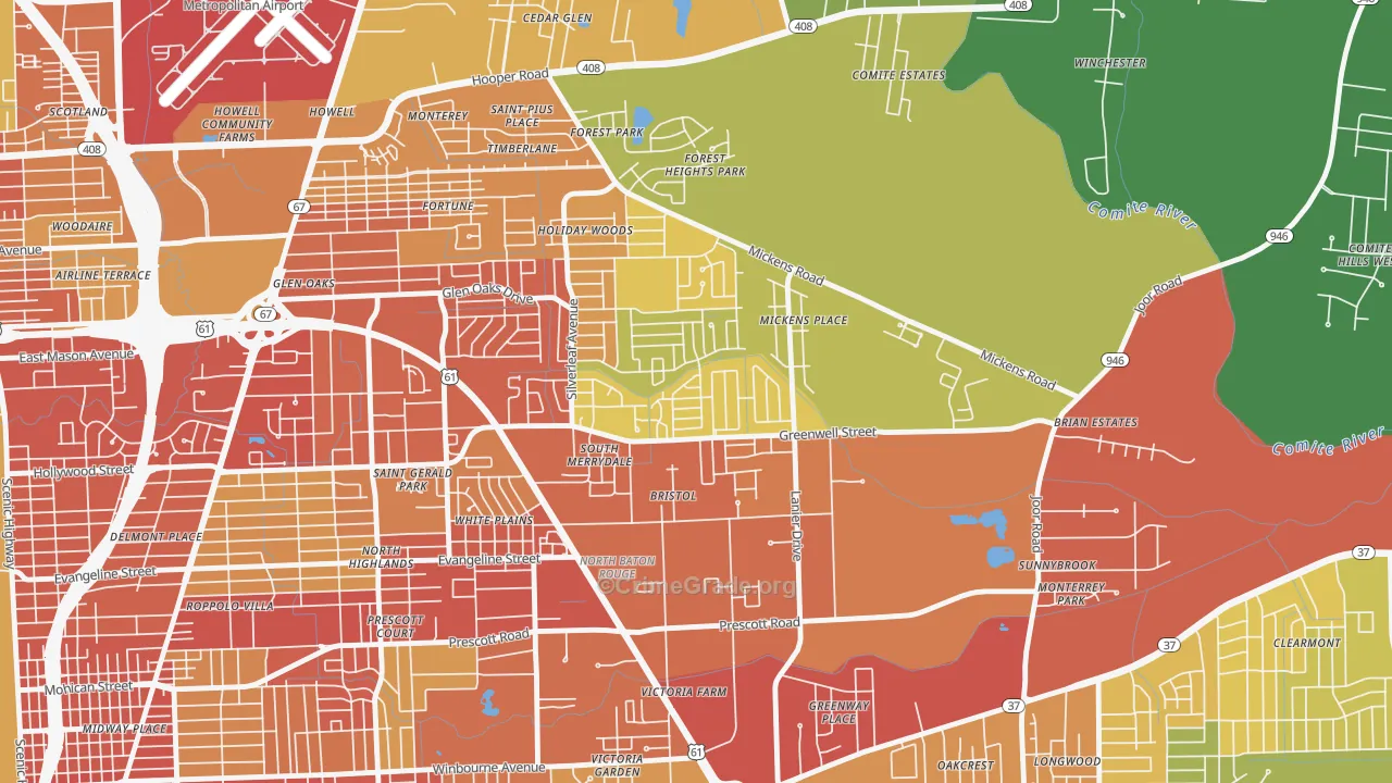 Merrydale, LA Map of Robbery Rates