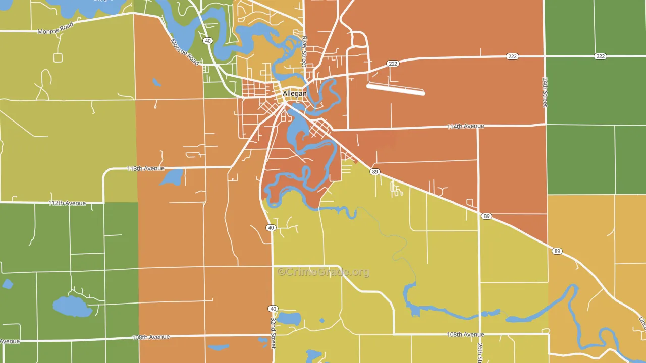 Merson, MI Map of Robbery Rates