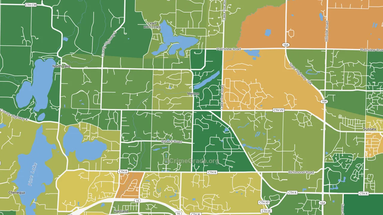 Merton, WI Map of Robbery Rates