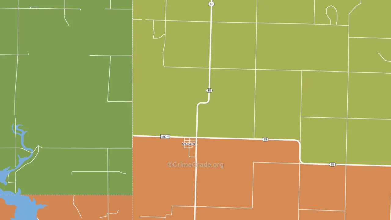 Merwin, MO Map of Robbery Rates