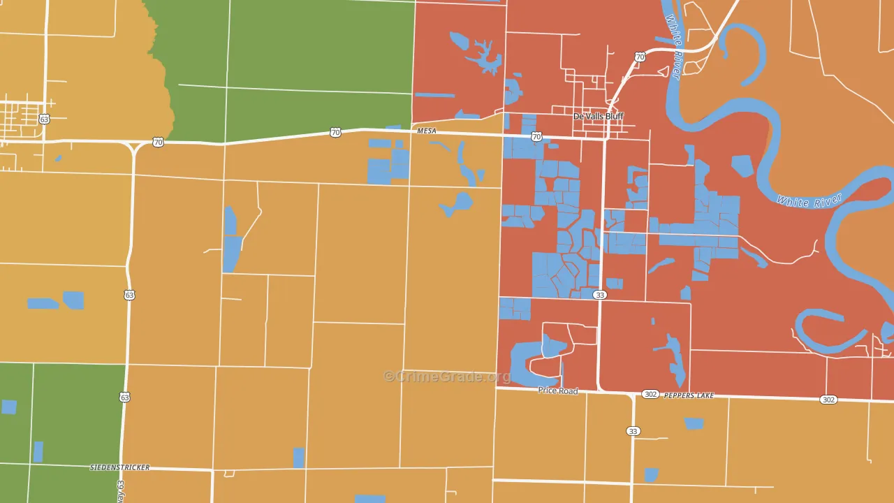 Mesa, AR Map of Robbery Rates