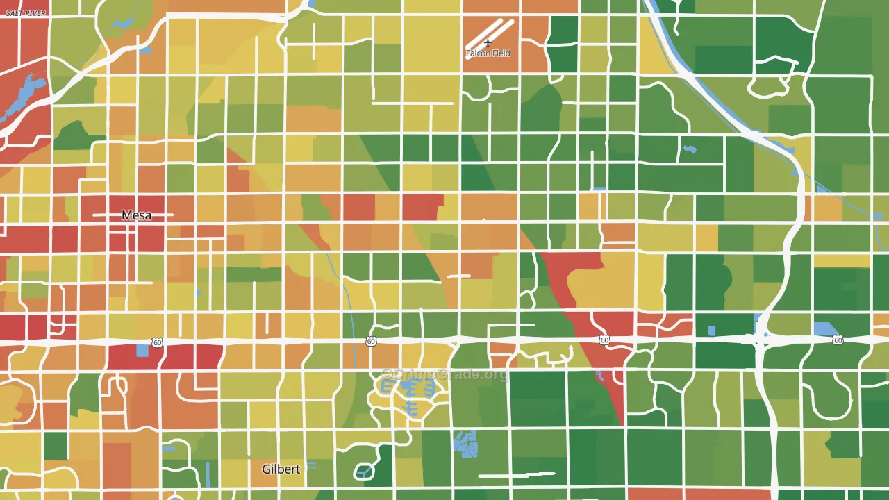 Mesa, AZ Map of Robbery Rates
