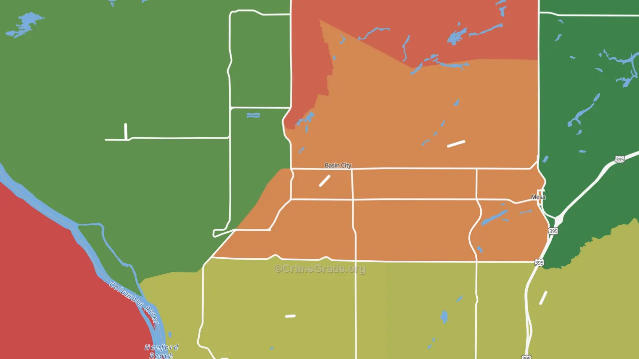 Mesa, WA Map of Robbery Rates