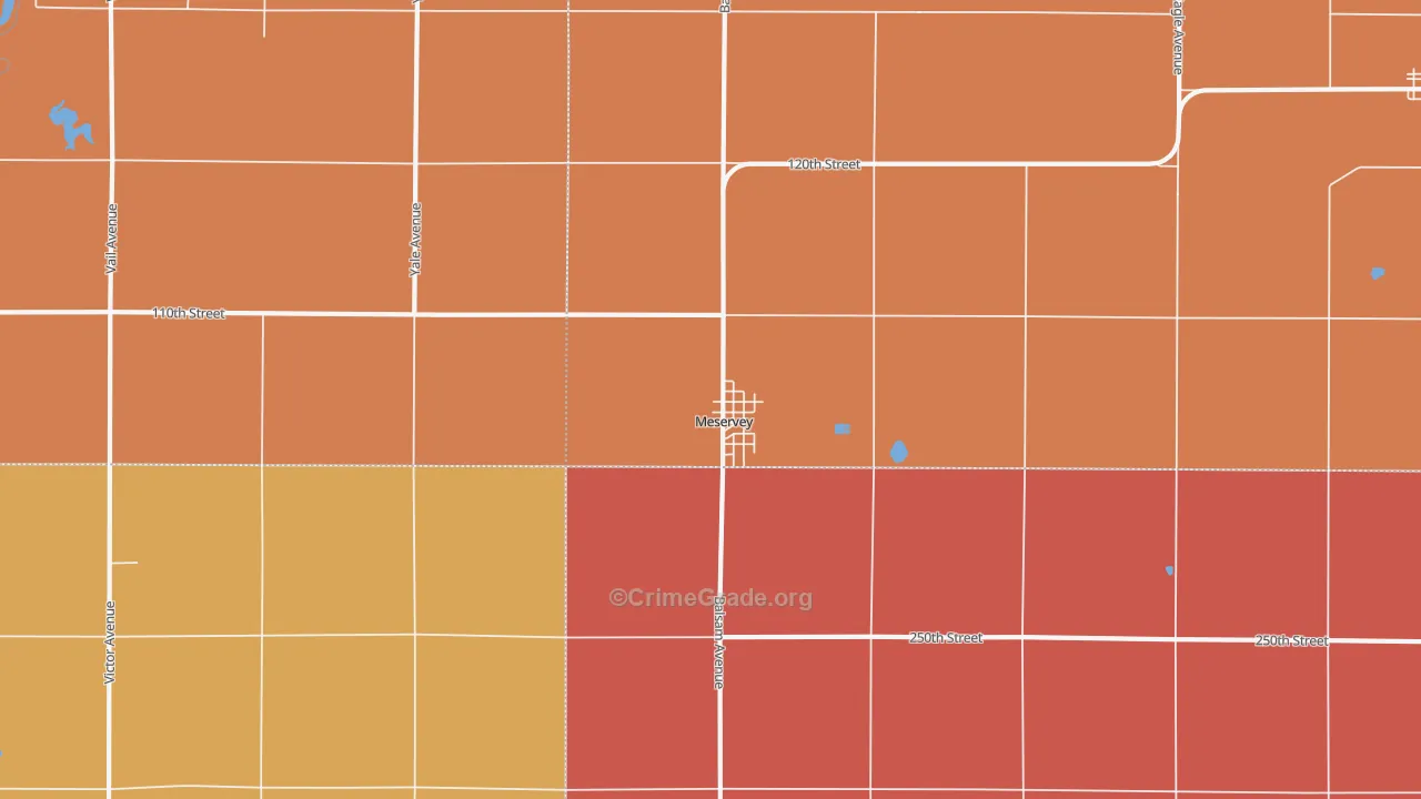 Meservey, IA Map of Robbery Rates
