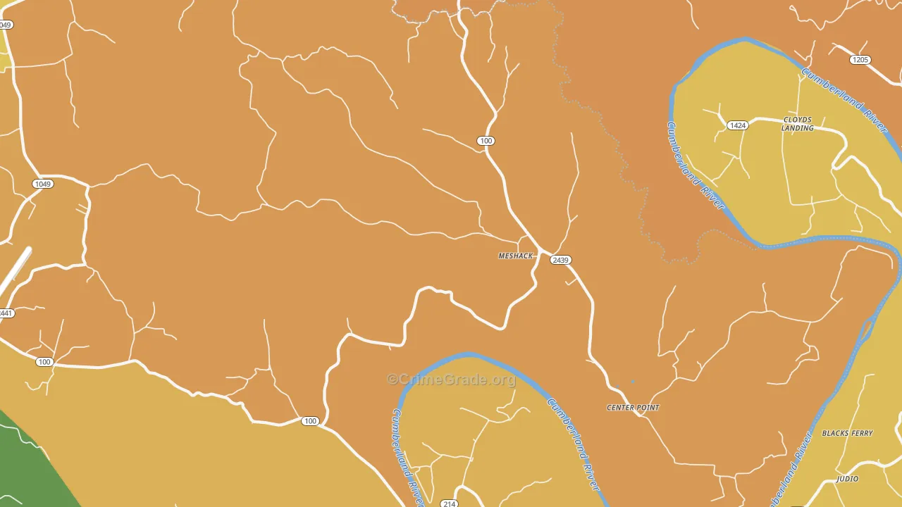 Meshack, KY Map of Robbery Rates