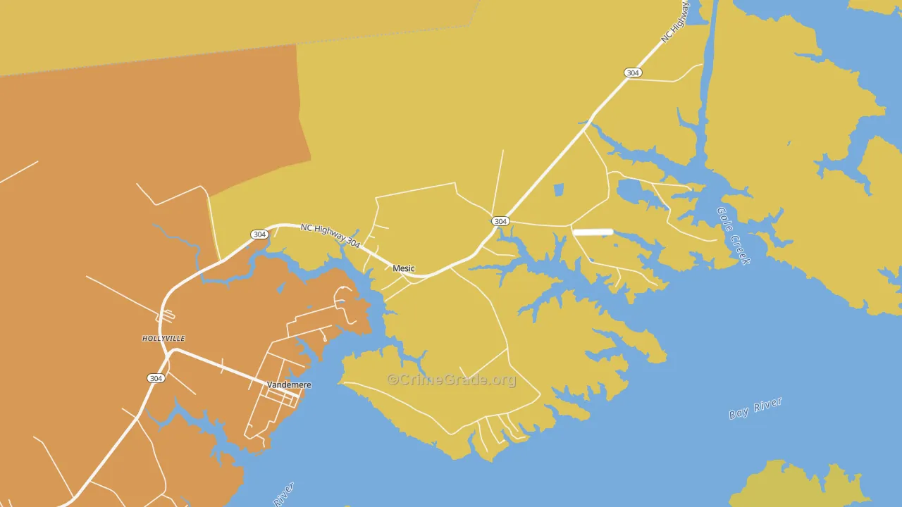 Mesic, NC Map of Robbery Rates