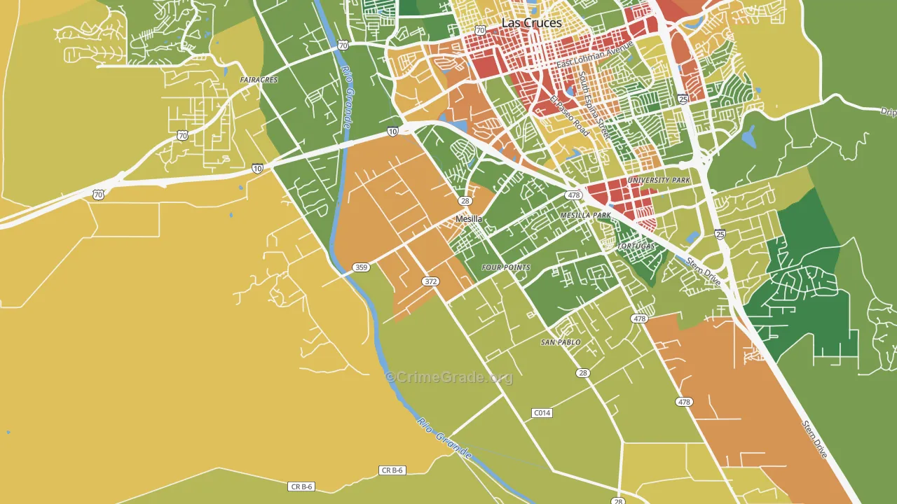 Mesilla, NM Map of Robbery Rates