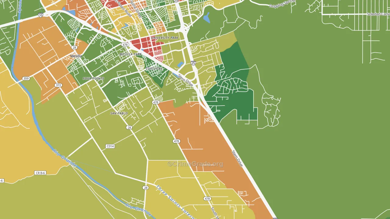 Mesilla Park, NM Map of Robbery Rates