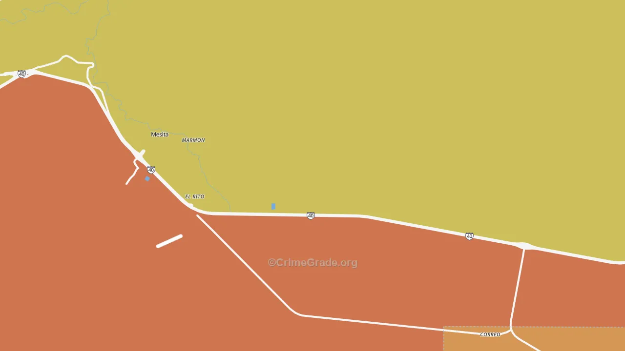 Mesita, NM Map of Robbery Rates