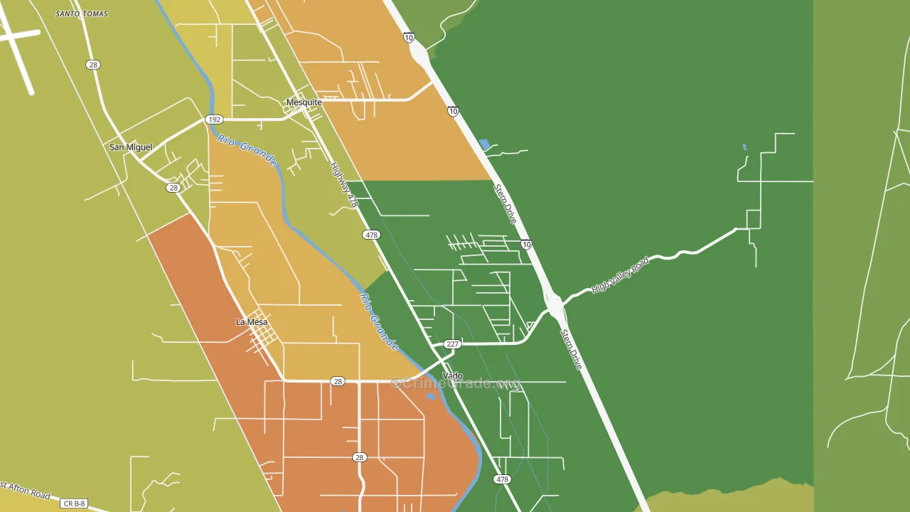 Mesquite, NM Map of Robbery Rates