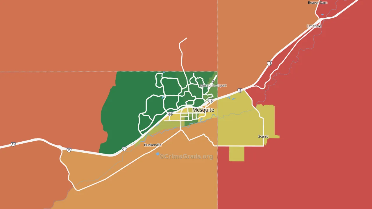 Mesquite, NV Map of Robbery Rates