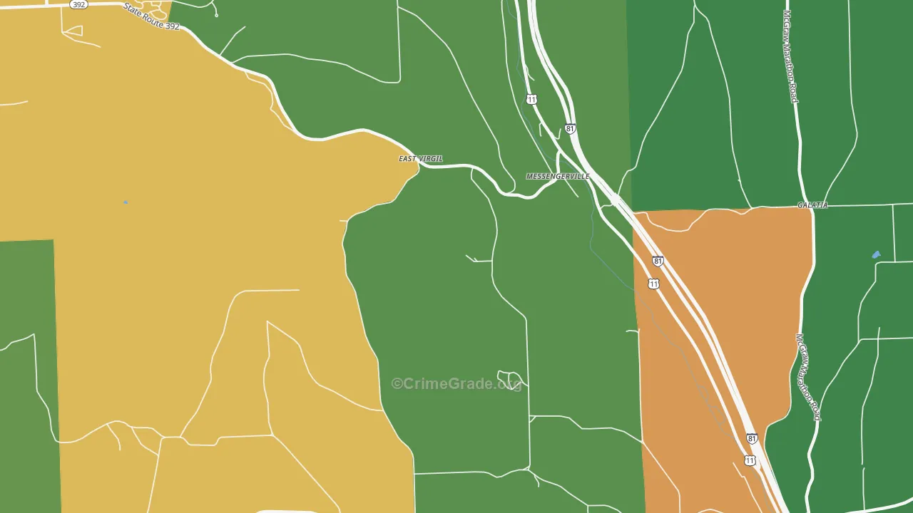 Messengerville, NY Map of Robbery Rates