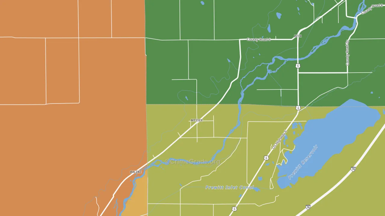 Messex, CO Map of Robbery Rates