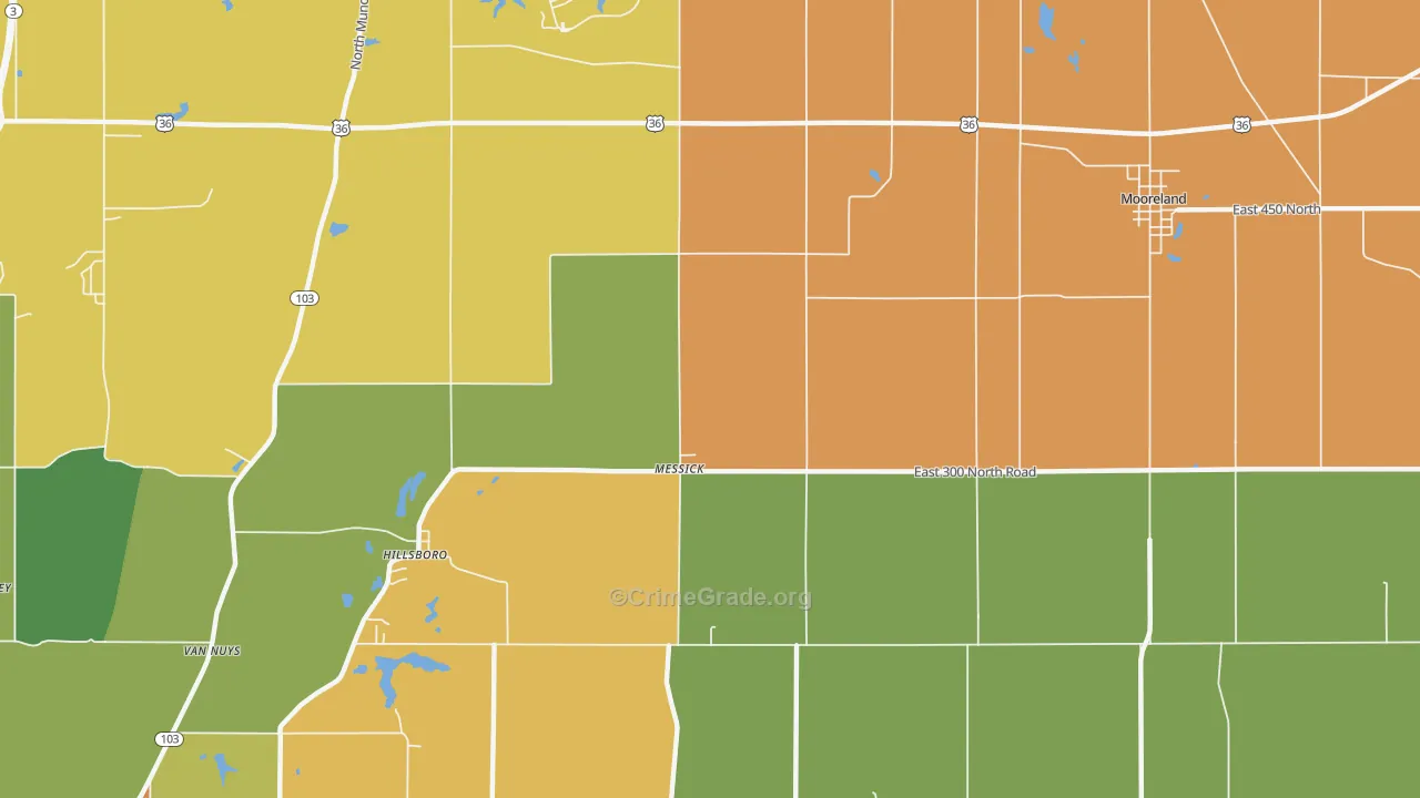 Messick, IN Map of Robbery Rates