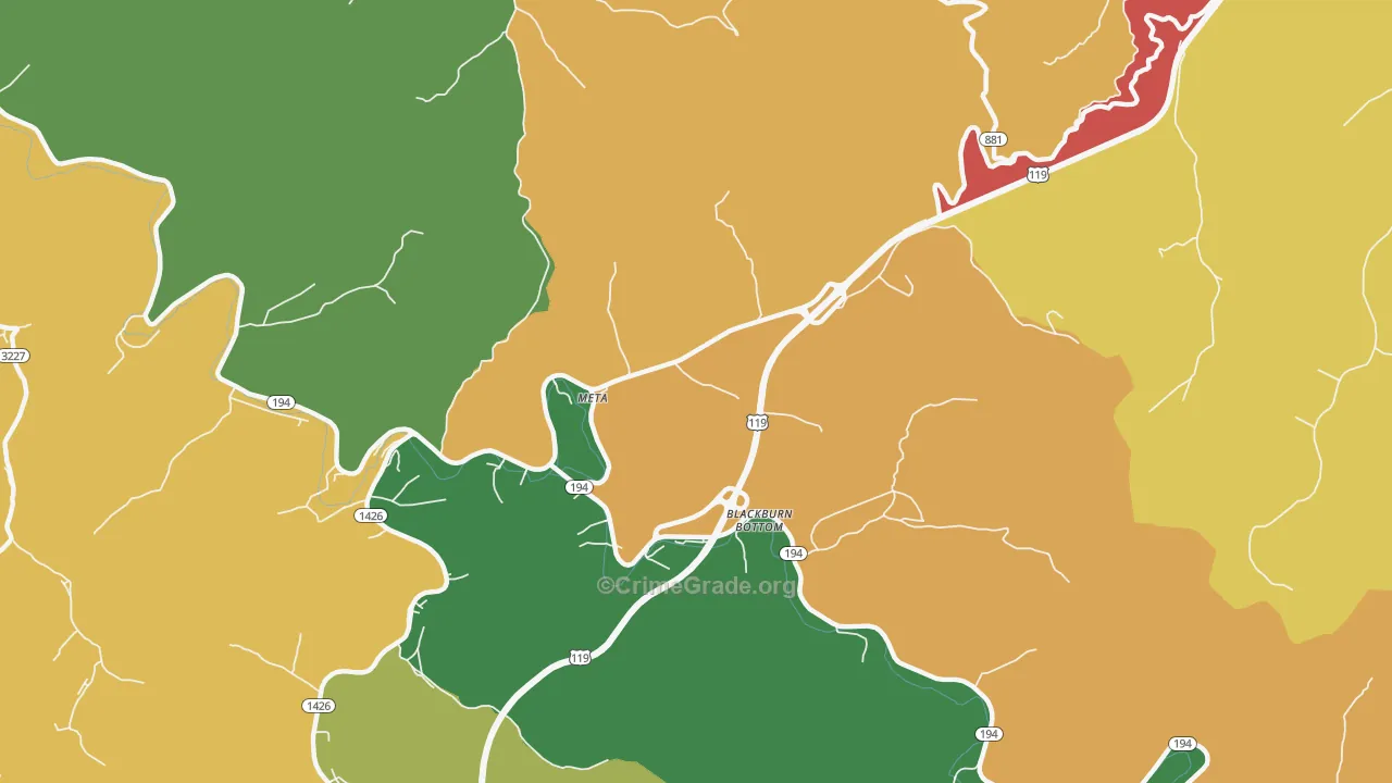 Meta, KY Map of Robbery Rates