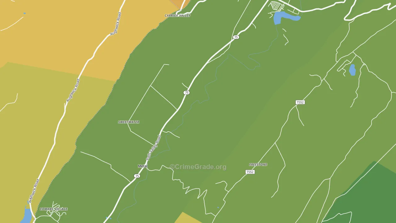 Metal, PA Map of Robbery Rates