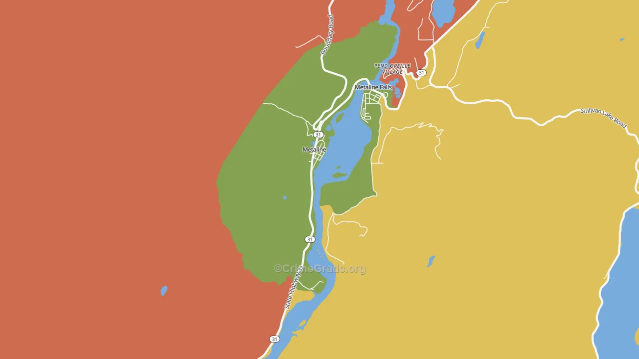 Metaline, WA Map of Robbery Rates