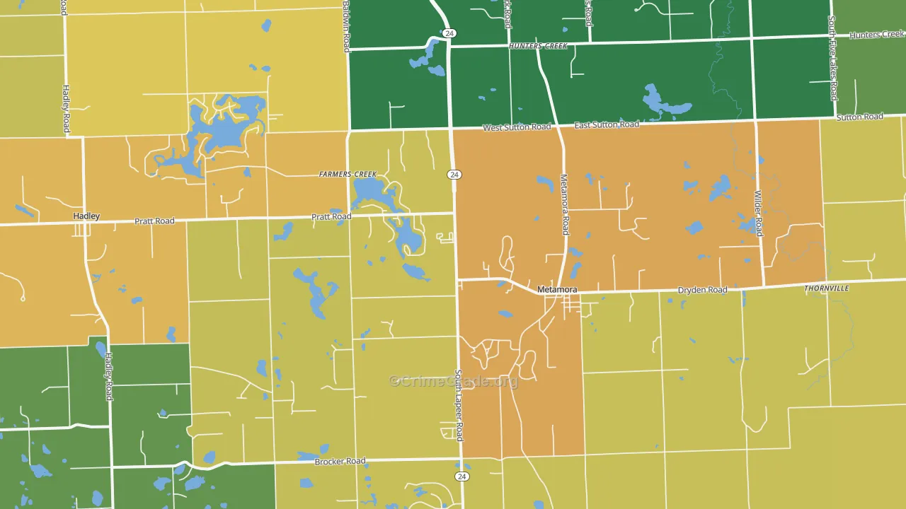 Metamora, MI Map of Robbery Rates