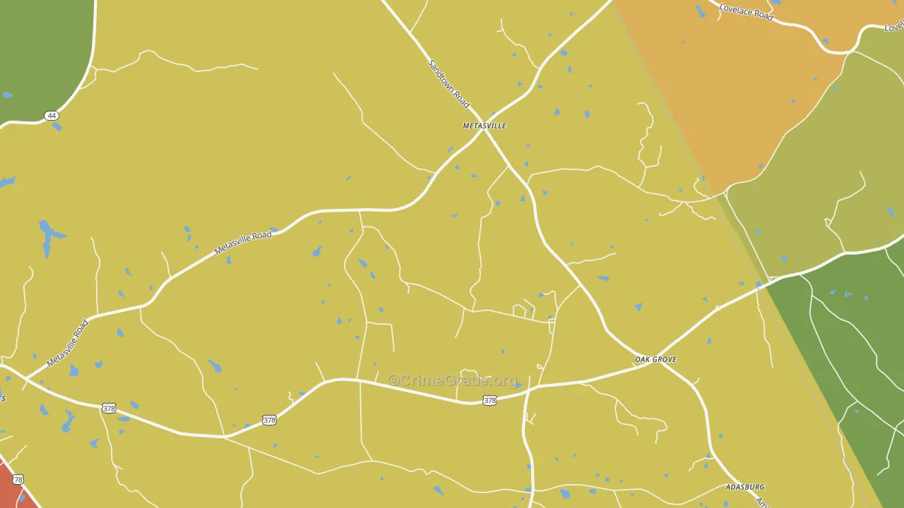 Metasville, GA Map of Robbery Rates