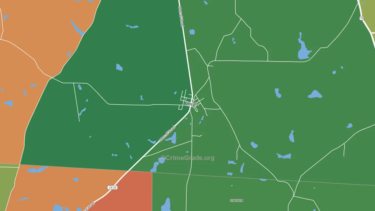 Metcalf, GA Map of Robbery Rates