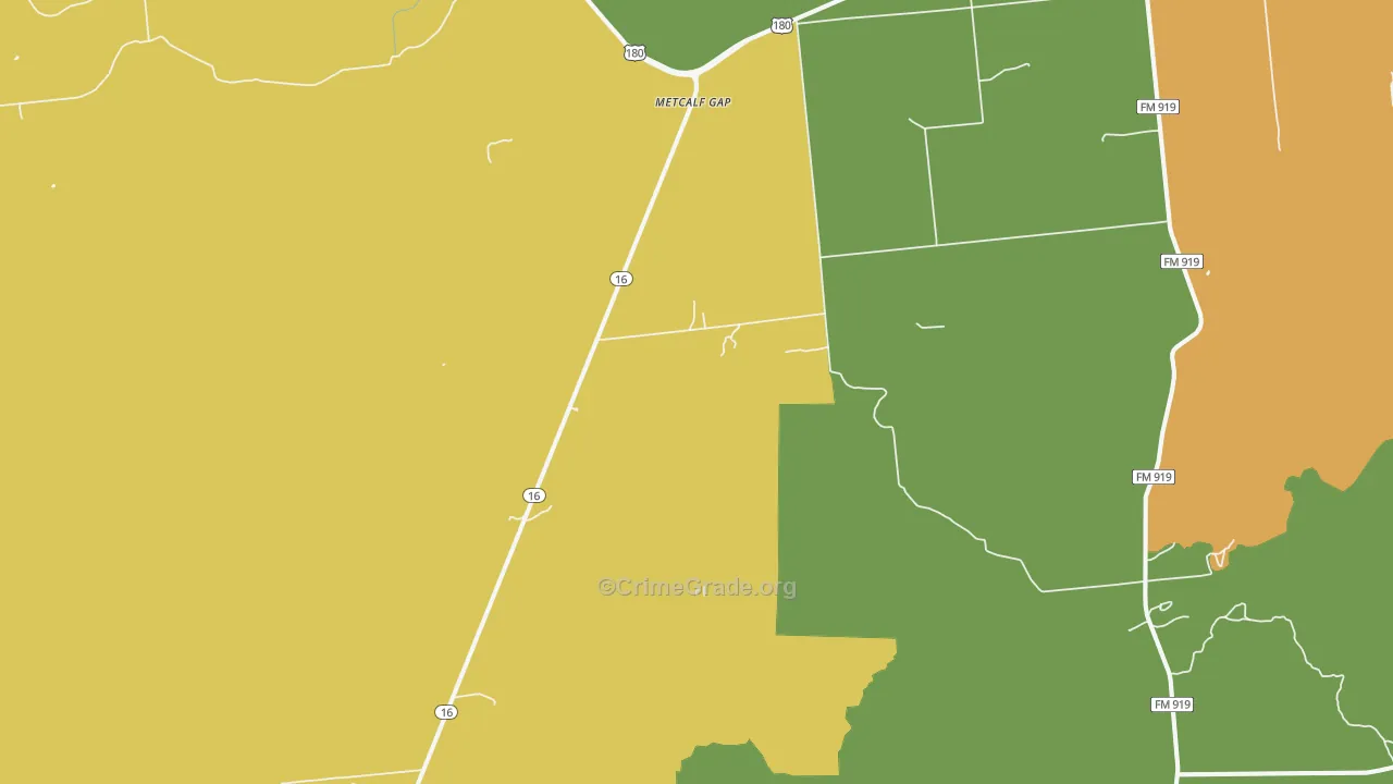 Metcalf Gap, TX Map of Robbery Rates