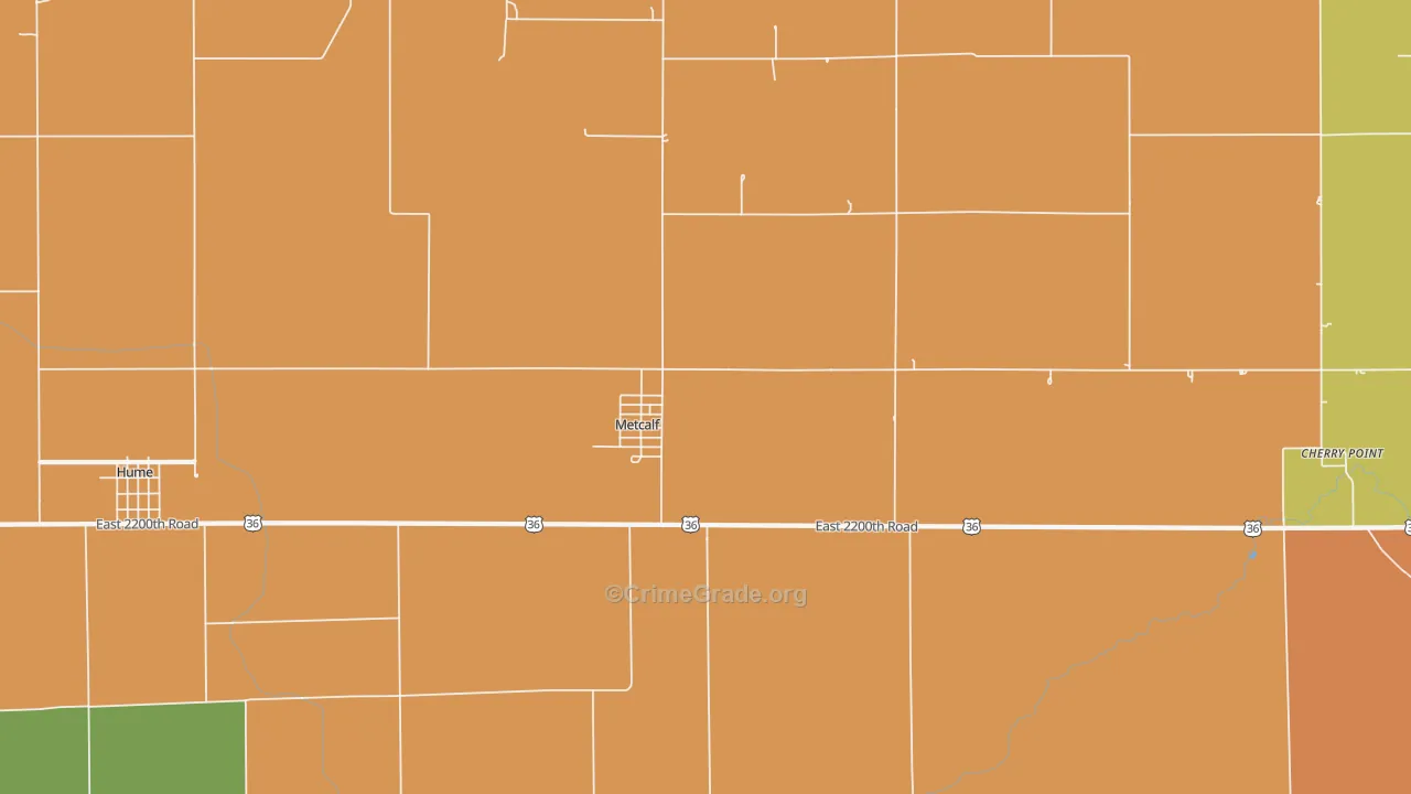 Metcalf, IL Map of Robbery Rates