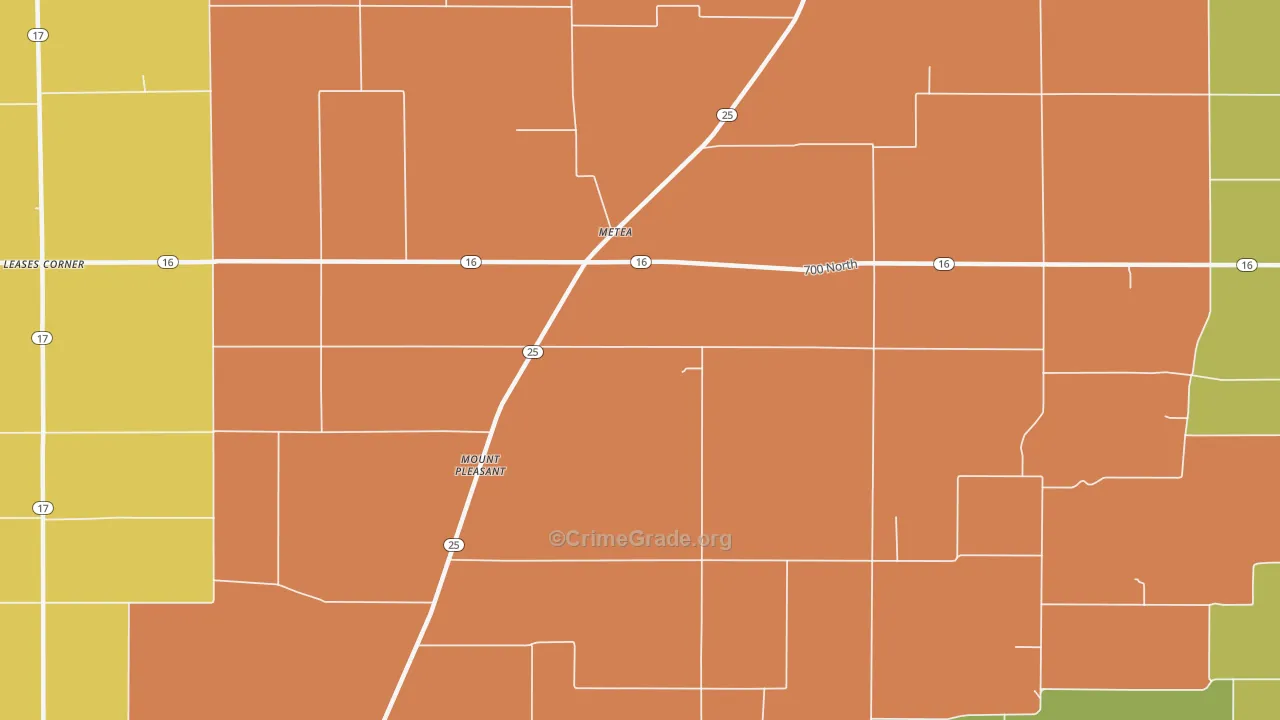 Metea, IN Map of Robbery Rates
